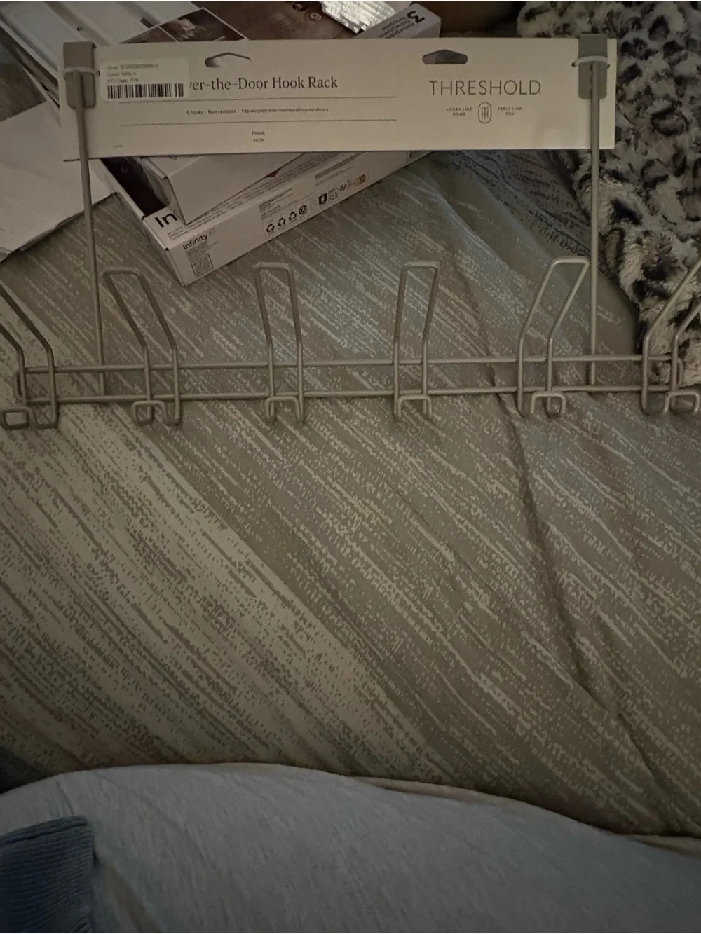Threshold Metal Over-The-Door Hook Rack in Light Gray